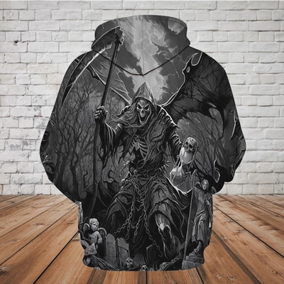 SKULL 3D HOODIE - GRIM REAPER  PL320 - Amaze Style™-Apparel