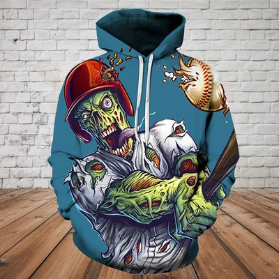 SKULL 3D HOODIE - BASEBALL SKULL  PL321 - Amaze Style™-Apparel