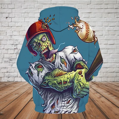 SKULL 3D HOODIE - BASEBALL SKULL  PL321 - Amaze Style™-Apparel