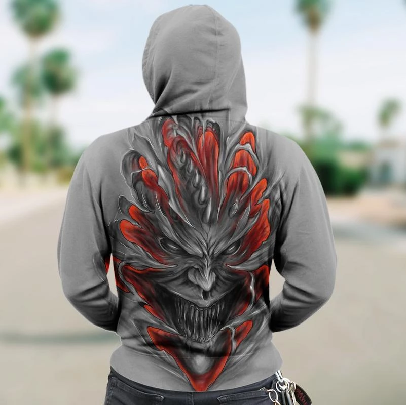 SKULL 3D ZIP HOODIE_EVIL SKULL  PL325 - Amaze Style™-Apparel