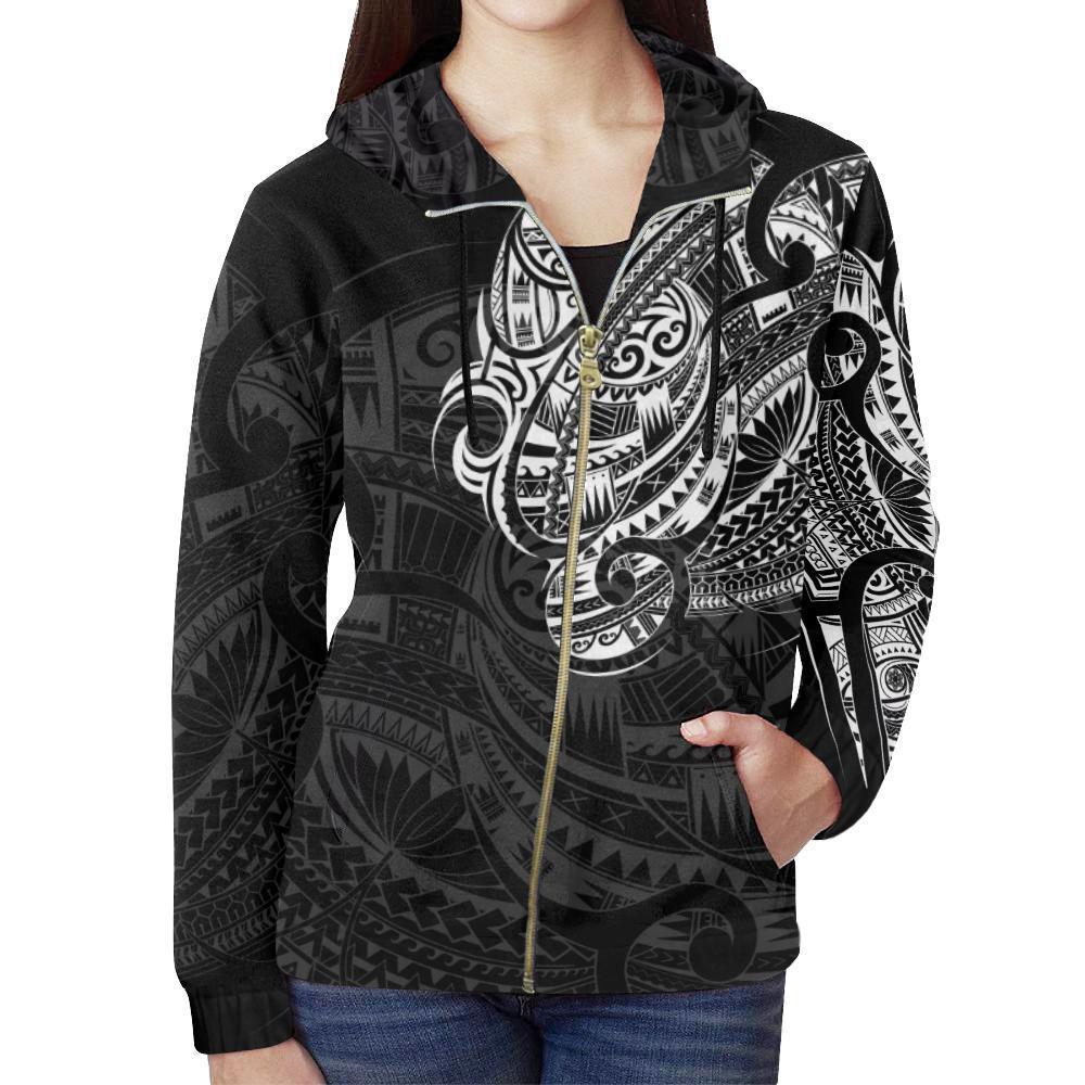 Maori Tattoo Style All Over Hoodie White Version NVD - Amaze Style™-Apparel
