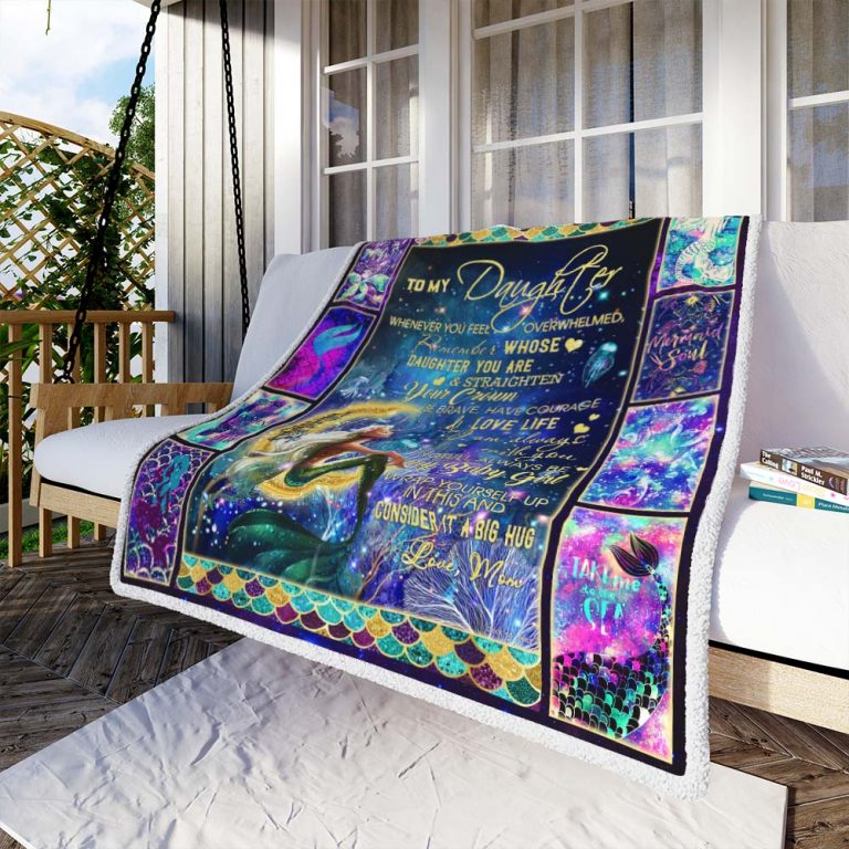 Mermaid Sherpa Blanket Letter - Best Gift From Mom to Daughter - Sherpa Blanket DL