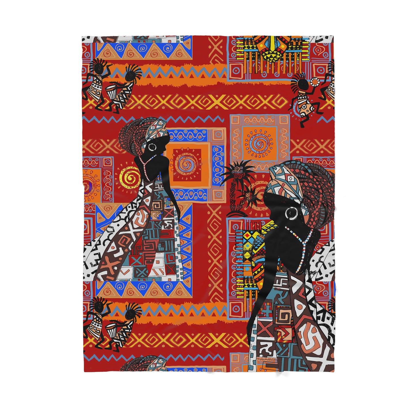 Custom Blanket - African Black Girl Pattern - Deluxe Sherpa Blanket ML