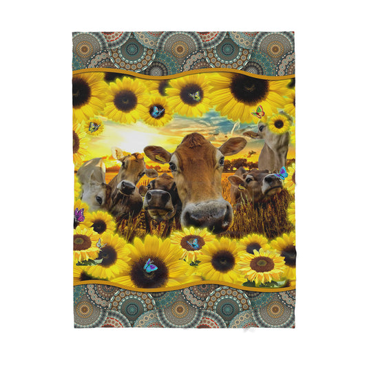 Custom Sherpa Blanket Mandala Sunflower Heifer Best Gift For Christmas MEI