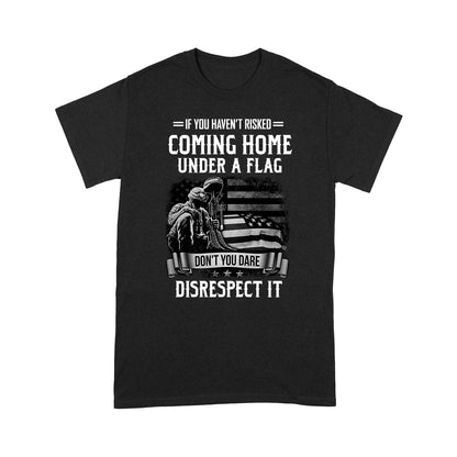 Coming home under a flag Veteran T-shirt HC