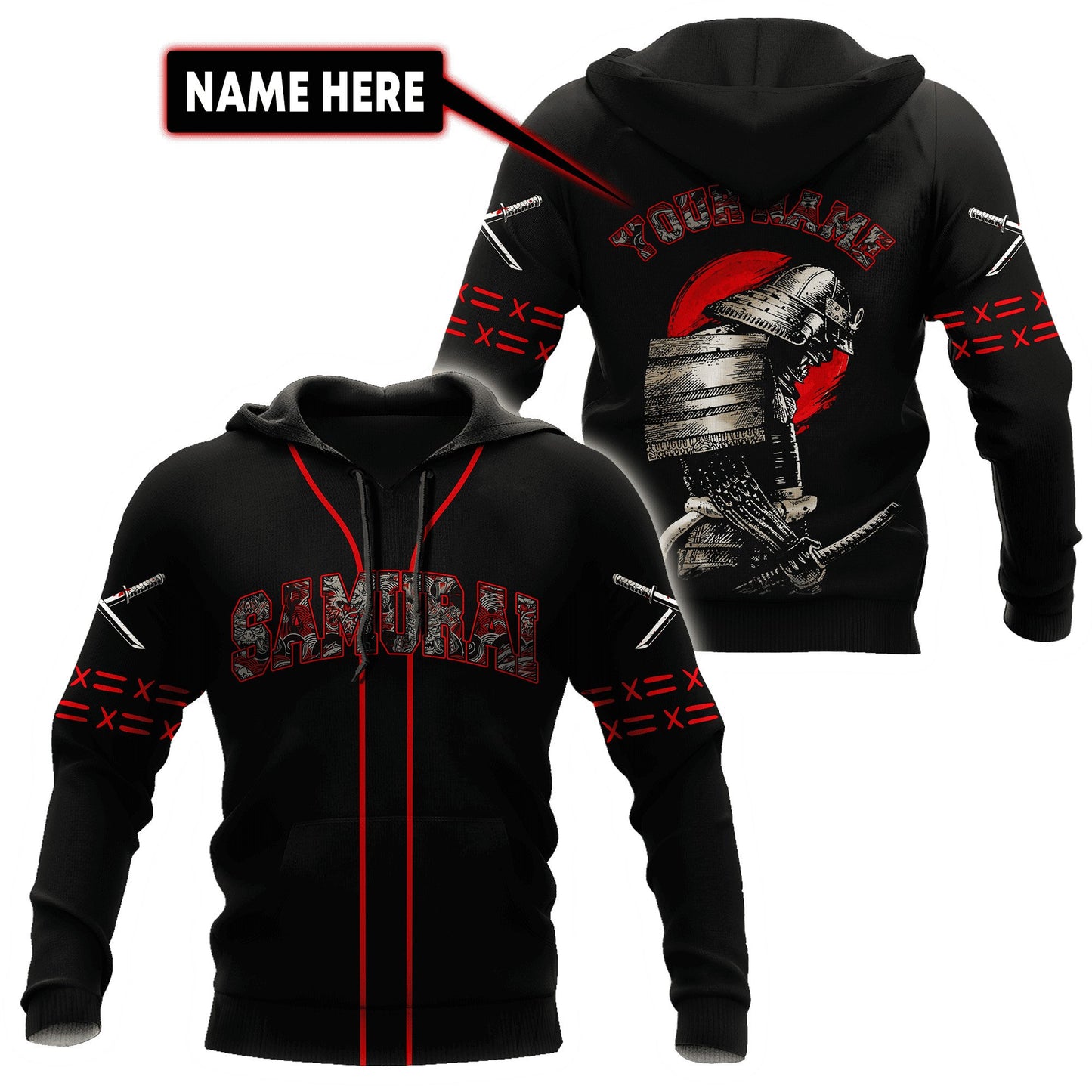 Custom Name Samurai 3D All Over Printed Unisex Shirts