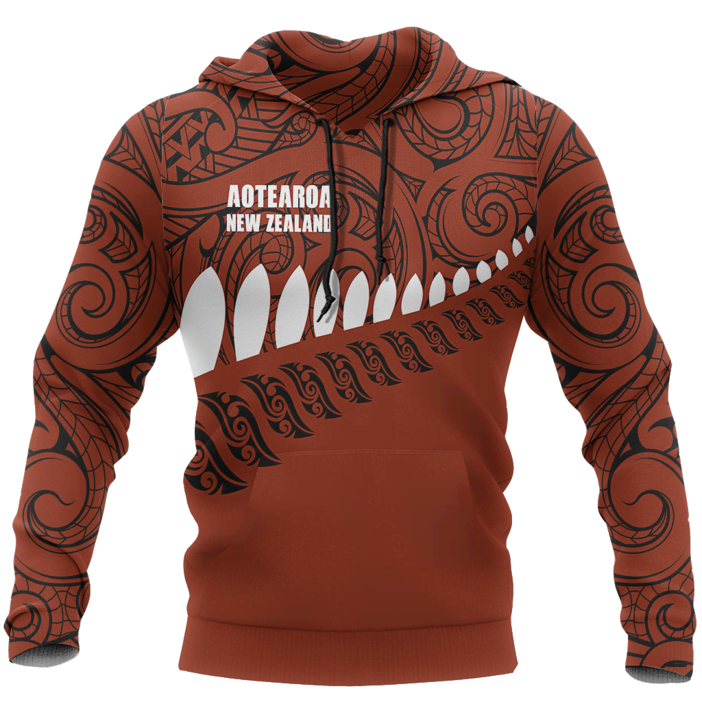 New Zealand Aotearoa Pullover Hoodie Red HC - Amaze Style™-Apparel