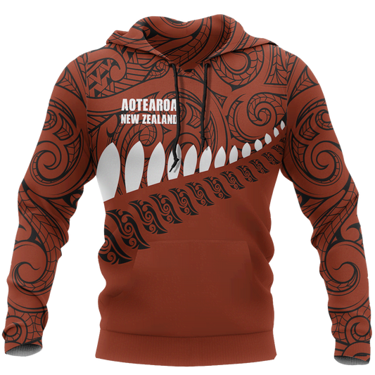 New Zealand Aotearoa Pullover Hoodie Red HC - Amaze Style™-Apparel