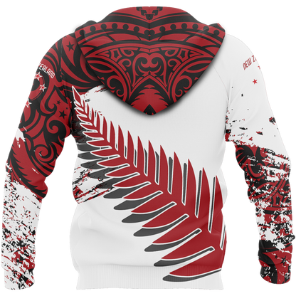 New Zealand Maori Fern Red Edition Zip Hoodie HC0802 - Amaze Style™-Apparel