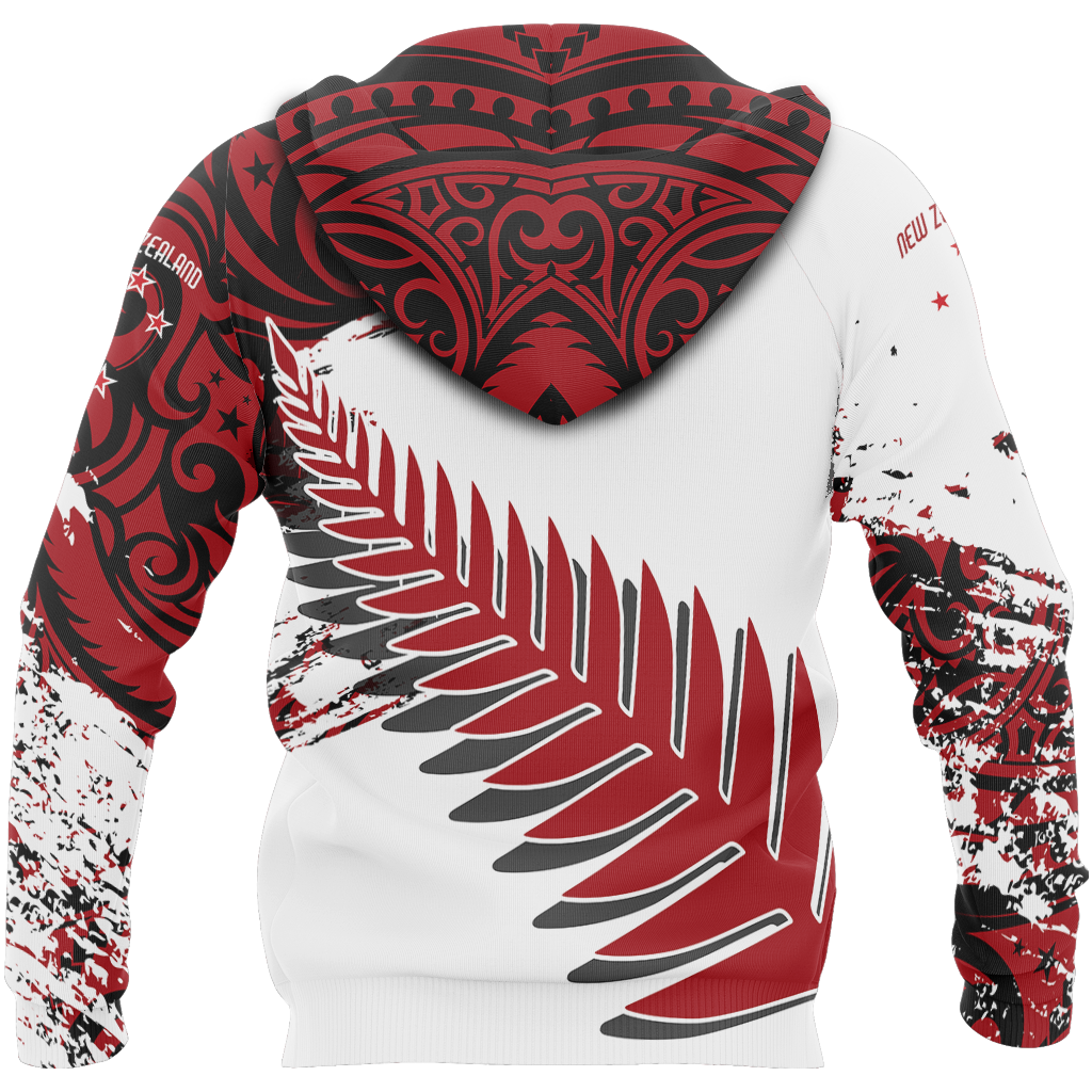 New Zealand Maori Fern Red Edition Zip Hoodie - Amaze Style™-Apparel