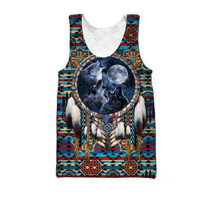 Premium All Over Print Native American Wolves Shirts MEI