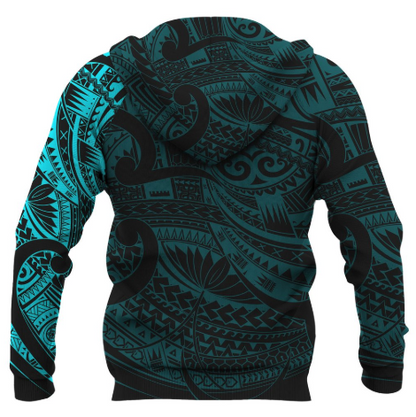 Maori Tattoo Style Hoodie - Blue 02 A7 - Amaze Style™-Apparel