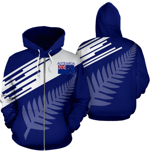New Zealand - Aotearoa Hoodie Silver Fern Zip-Up-TH5 - Amaze Style™-Apparel