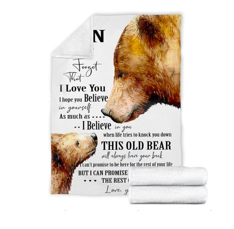 Custom Blanket Bear To My Son Blanket - Gift For Son - Sherpa Blanket DL
