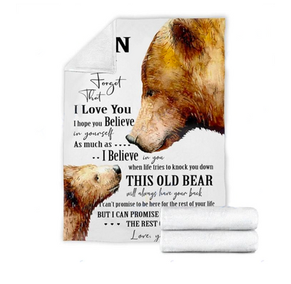 Custom Blanket Bear To My Son Blanket - Gift For Son - Sherpa Blanket DL