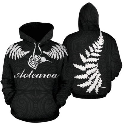 Aotearoa-New Zealand Hoodie Silver Fern Kiwi Patterns Maori PL - Amaze Style™-Apparel