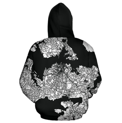 New Zealand - Auckland White Landmass Pullover Hoodie A0 - Amaze Style™-Apparel