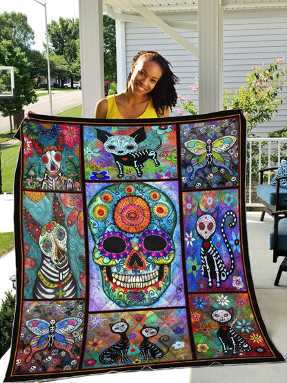 Day Of The Dead Skull 3D Quilt HHT12082003-LAM