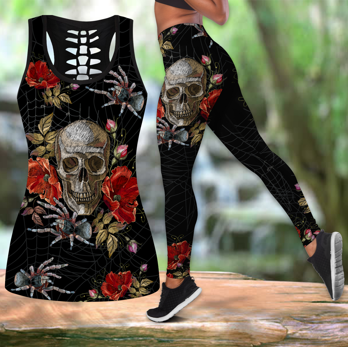 Love Skull 3d all over printed tanktop & legging outfit for women QB06042001