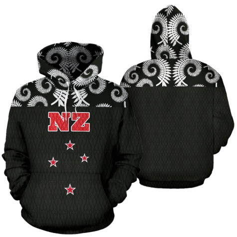 New Zealand All Over Hoodie - Silver Fern - BN09 - Amaze Style™-Apparel
