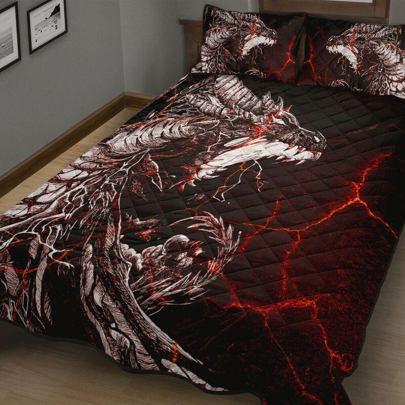 Lava Black Dragon Art Quilt Bedding Set KT