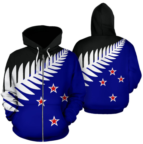 New Zealand Silver Flag Zip-Up Hoodie Th9 - Amaze Style™-Apparel