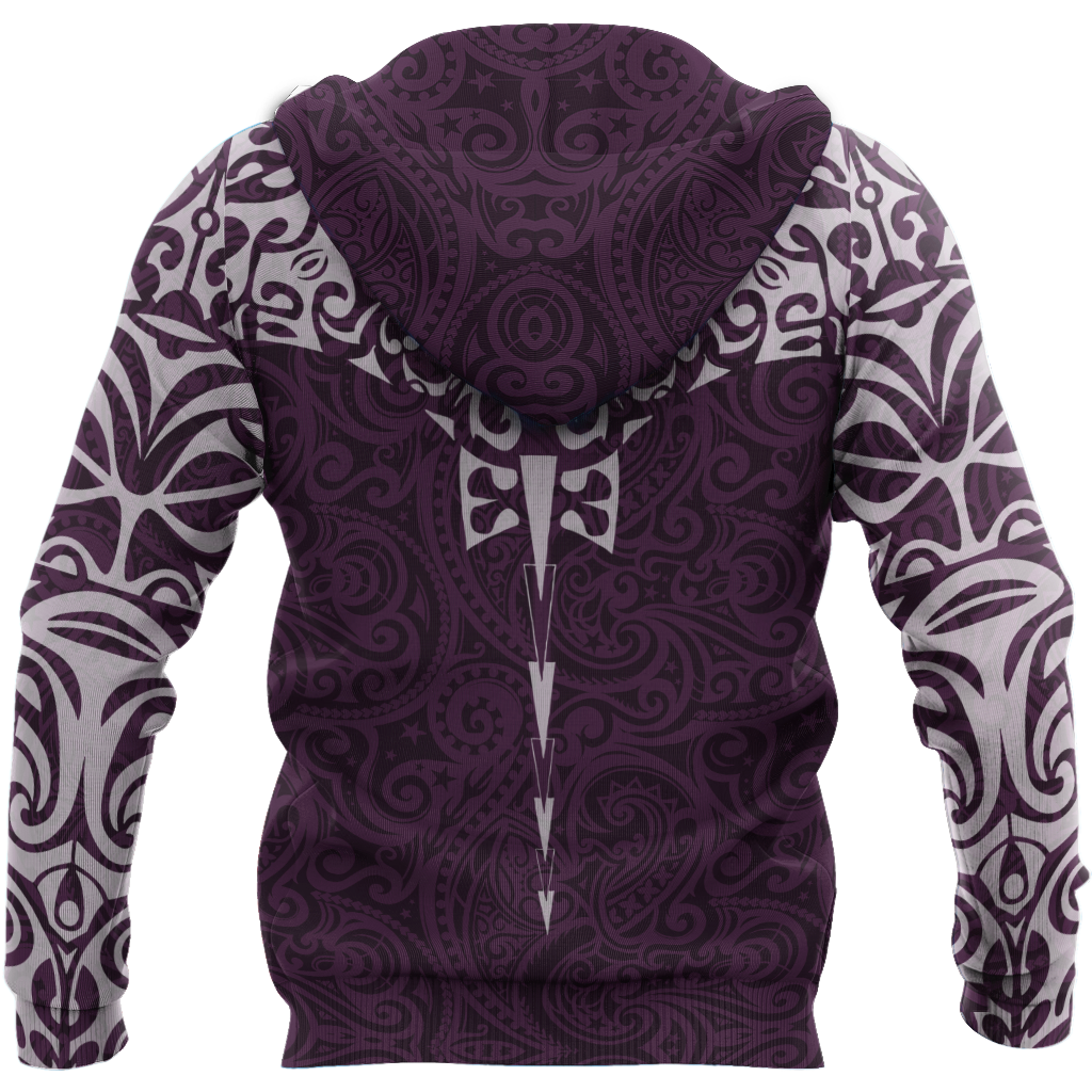 New zealand hoodie manta maori ta moko purple 3d all over printed shirt and short for man and women