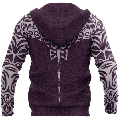 New zealand hoodie manta maori ta moko purple 3d all over printed shirt and short for man and women