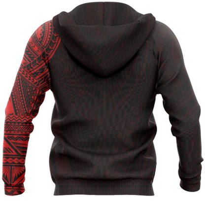 Maori Style Tattoo Pullover Hoodie - Red A7 - Amaze Style™-Apparel