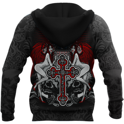 Gothic sign with skull 3D all over printed for men and women HHT14082002