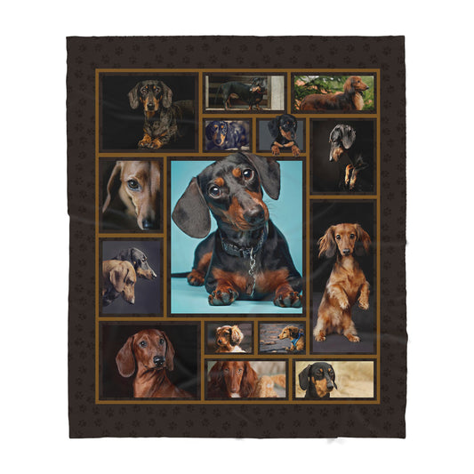 Custom Blanket Dachshund - Gift For Dog Mom - Sherpa Blanket DL