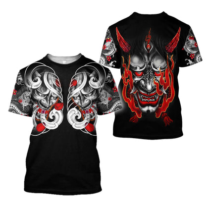 Japan Mask Tattoo 3D All Over Printed Unisex Shirt