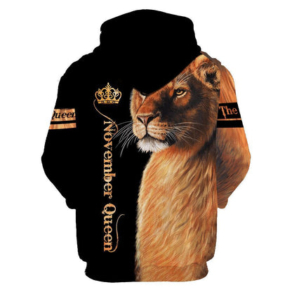 November Lion Queen 3D All Over Printed Shirt for Women
