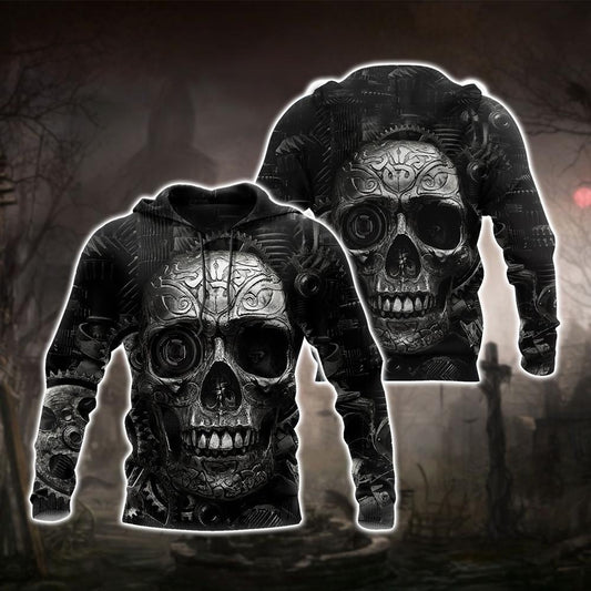 Mechanic Skull 3D All Over Printed Hoodie For Men and Women TN