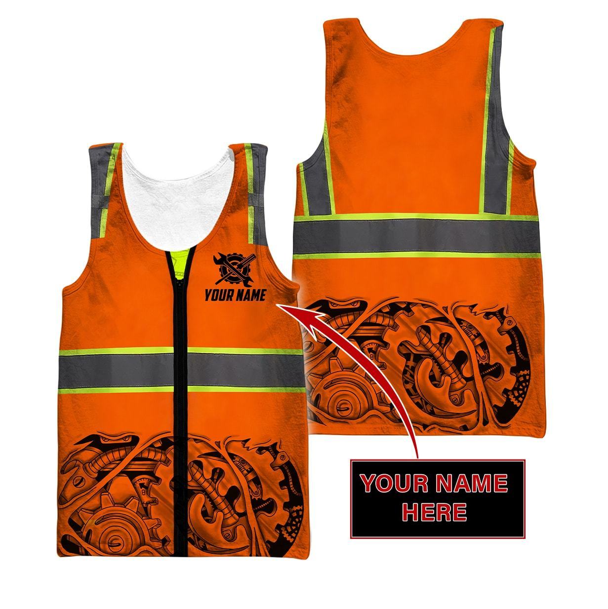 Personalized Mechanic Safety 3D All Over Printed Hoodie For Men and Women TN