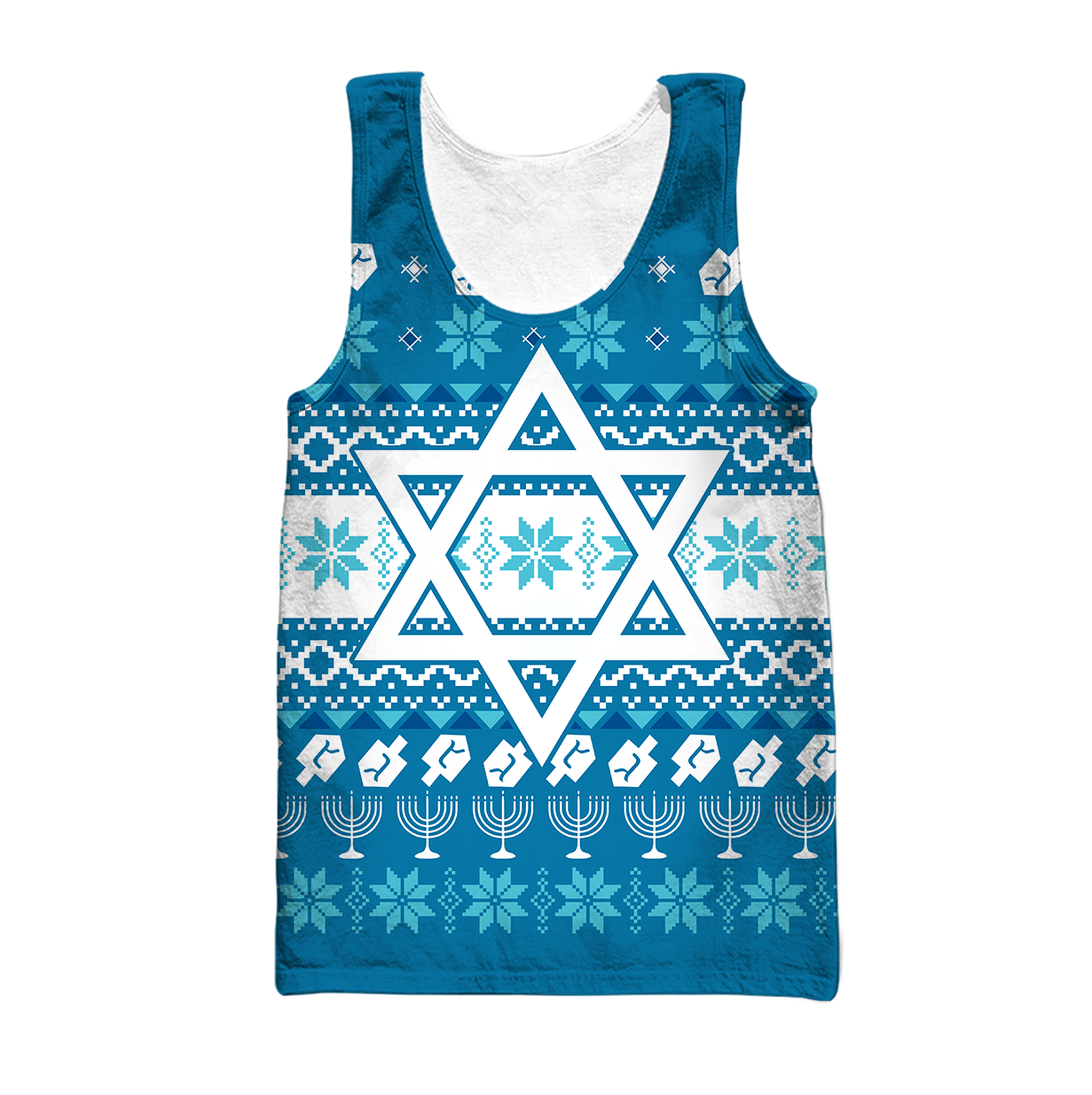 Blue Pattern Star Of David Hanukkah Hoodie MEI