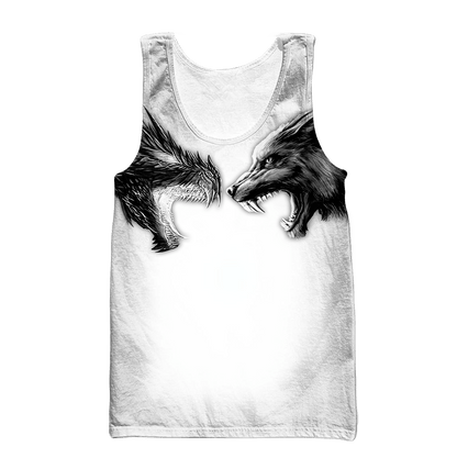 Tattoo Dragon And Wolf 3D Hoodie Shirt For Men And Women