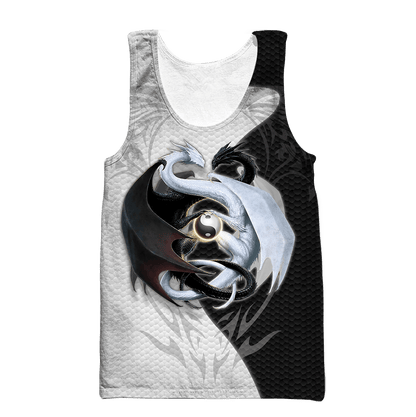 Black And White Dragon 3D Hoodie Shirt For Men And Women