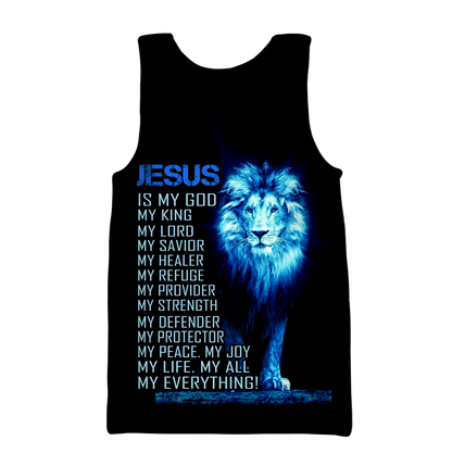 God and Lion Blue Cross - Christian - 3D All Over Printed Style for Men and Women