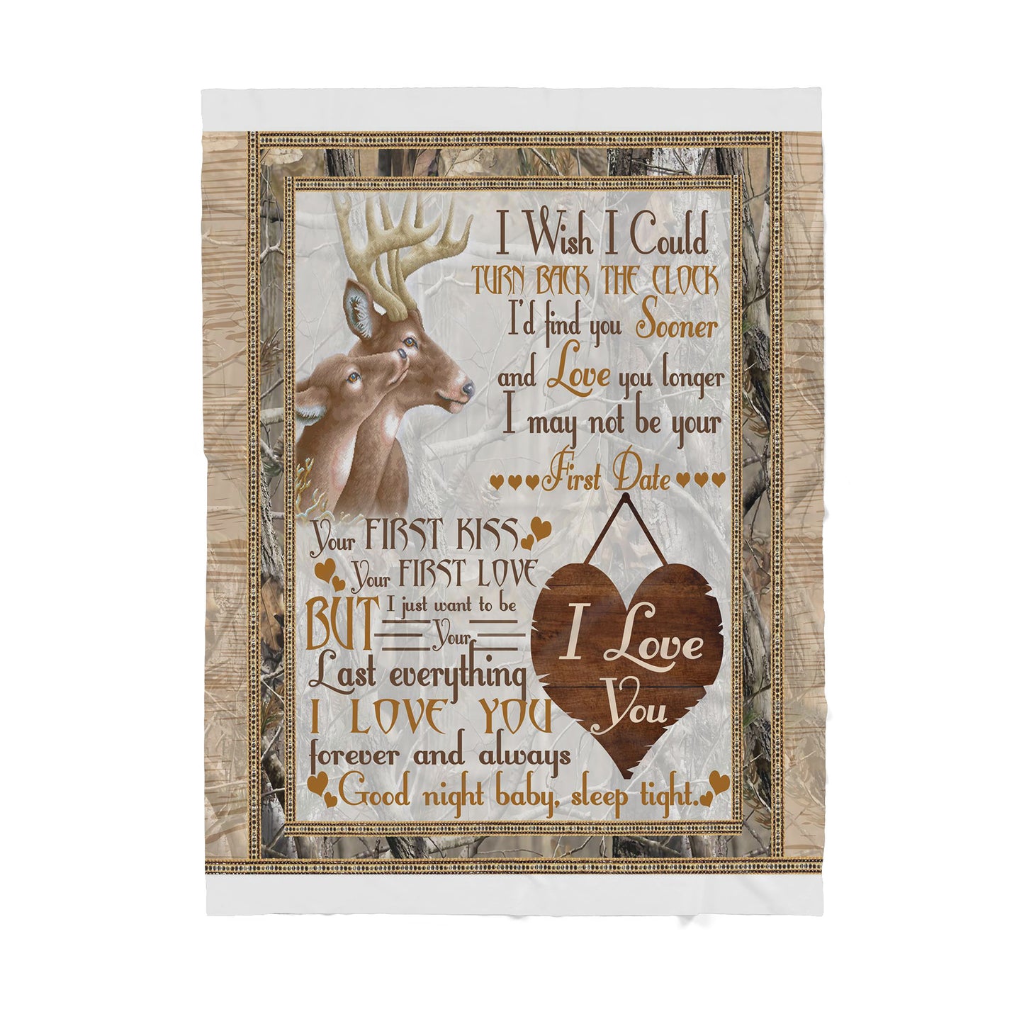 Love Deer Couple Quotes Sherpa Blanket TN