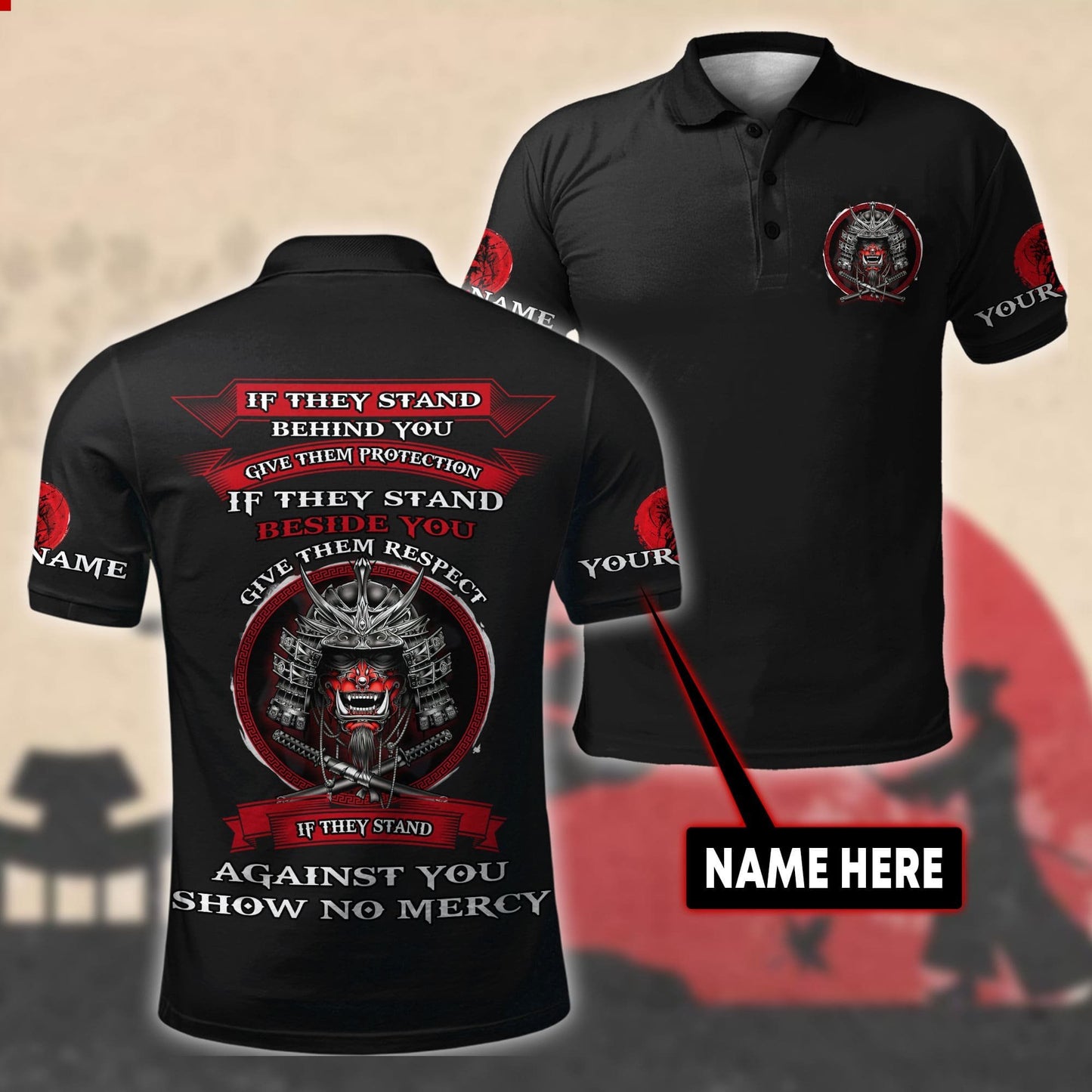 Custom Name Samurai Red Mask 3D All Over Printed Unisex Shirts