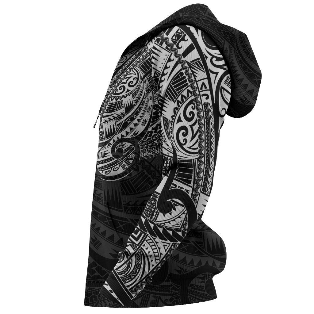Maori Tattoo Style All Over Hoodie White Version NVD - Amaze Style™-Apparel