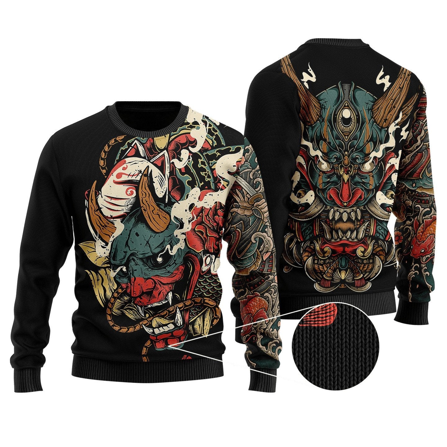 Oni Mask Tattoo 3D Over Printed Shirt for Men and Women
