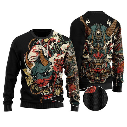 Oni Mask Tattoo 3D Over Printed Shirt for Men and Women
