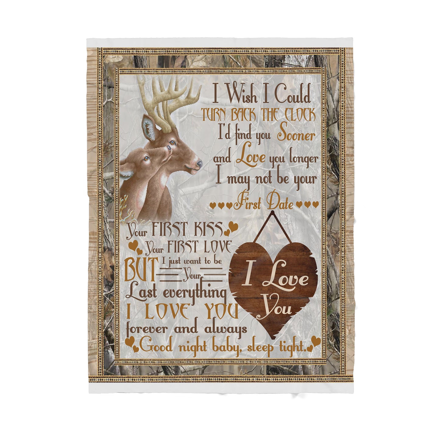 Love Deer Couple Quotes Sherpa Blanket TN