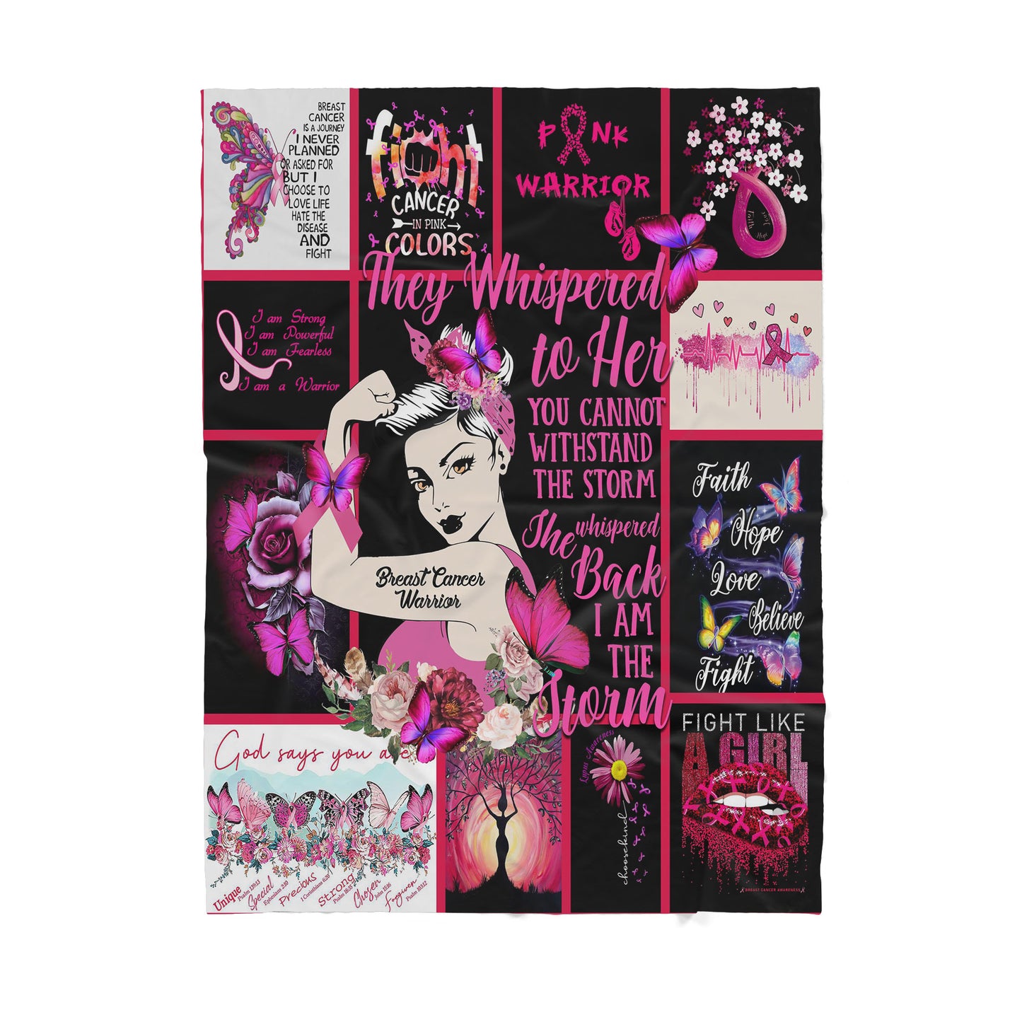 Custom Blanket Breast Cancer Awareness - Sherpa Blanket DL