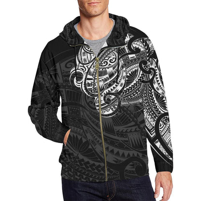 Maori Tattoo Style All Over Hoodie White Version NVD - Amaze Style™-Apparel
