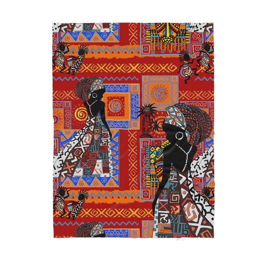 Custom Blanket - African Black Girl Pattern - Deluxe Sherpa Blanket ML