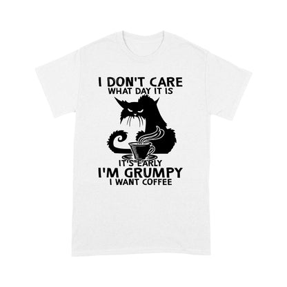 Grumpy Black Cat T shirt - I', Grumpy I want Coffee Funny Quotes T-shirt DL