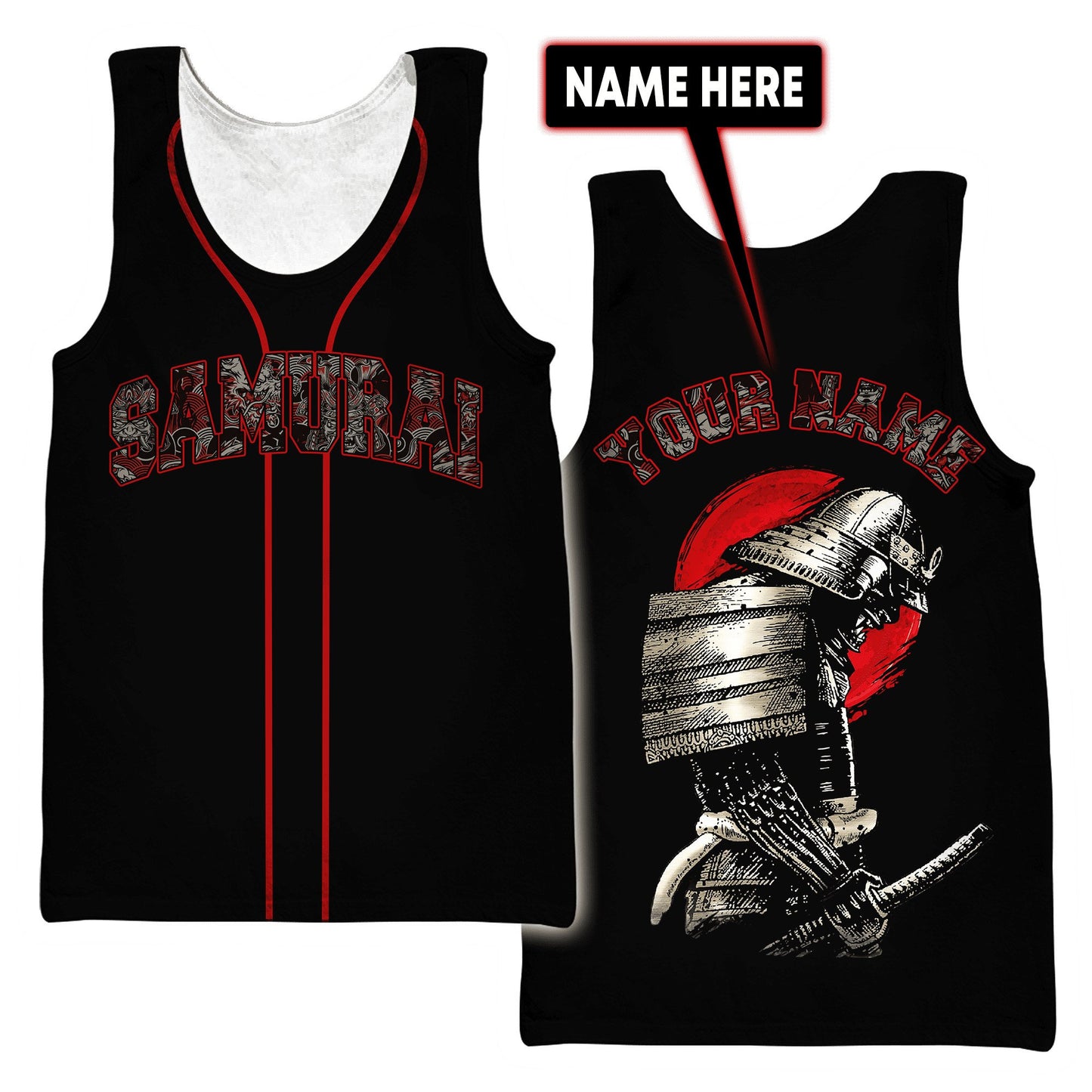 Custom Name Samurai 3D All Over Printed Unisex Shirts